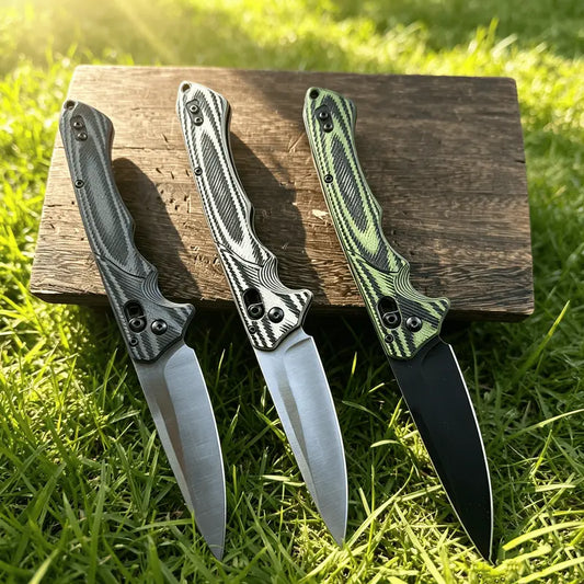 1401 Premium Folding Portable Knife : Features a high-quality textured handle with a non-slip striped grip. The blade is robust and durable—an ideal choice for camping, outdoor activities, and hiking.